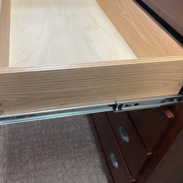Dovetailed drawer boxes and full extension ball bearing slides.