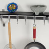 Stainless Steel Track Wall Kitchen Rack With Charcoal Gray Wood
