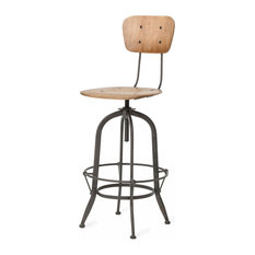 Industrial Back Bar Stools and Counter Stools | Houzz - Jordan Industrial Loft Wood Iron Barstool with Back - Bar Stools And Counter  Stools