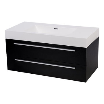 39" Wall Mounted Bathroom Vanity in Black Grain