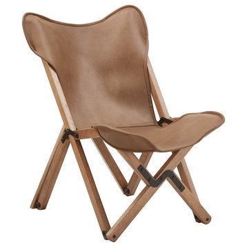 Marchesi Genuine Top Grain Leather Tripolina Sling Chair - Caramel Leather