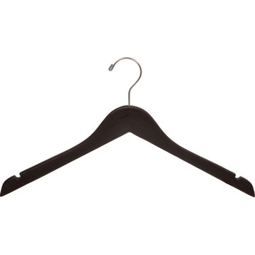 Flat Wooden Top Hanger With Notches, Espresso Finish, Top Hanger