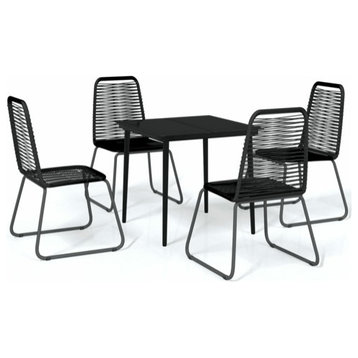 vidaXL Patio Dining Set 5 Piece Black Garden Outdoor Table and Chair Furniture
