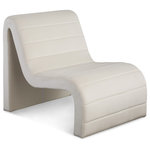 Meridian Furniture - Ivy Upholstered Accent Chair, Cream, Velvet - Unwind and get comfortable when you're kicked back in this Ivy velvet accent chair. Slightly reclined by design, this chair cradles your body in comfort while you rest, relax, or even play your favorite video games. A curved shape draws the eye in an instant and lends the chair a casual yet regally appointed vibe. Channel tufting along the body of the chair adds to its comfort factor, ensuring the chair is well-loved by all who give it a try.