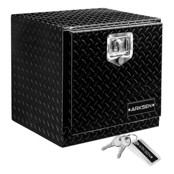ARKSEN Heavy Duty Aluminum Diamond Plate Tool Box, Black, 18"