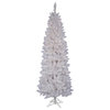Vickerman Sparkle White Pencil Spruce Tree, Frosted Pure White LED Lights, 6'