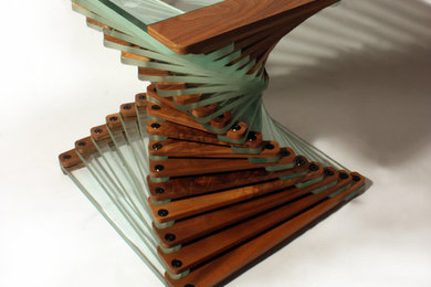 Contemporary wood and glass coffee table