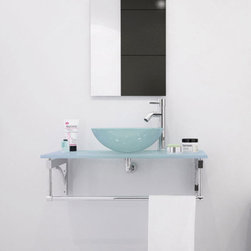 Abaco 31.5 inch Vessel Sink Vanity Tempered Glass Top - Bathroom Vanities And Sink Consoles