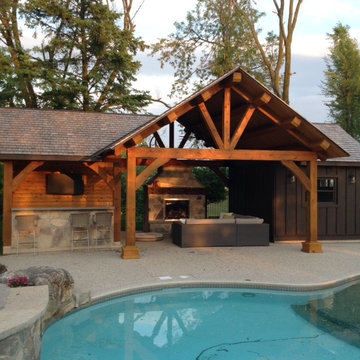 Post and Beam beside a pool