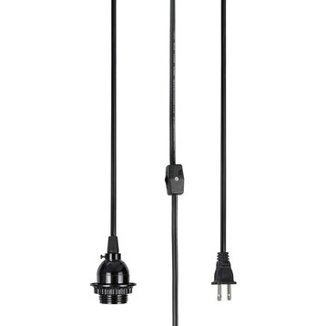 21006, 1-Light Plug-in Hanging Socket Pendant Fixture With Matte Black Socket