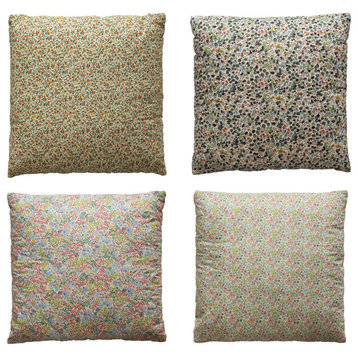 Cotton Printed Pillow With Ditsy Floral Pattern