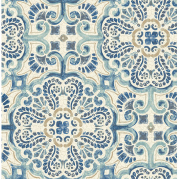 Florentine Blue Tile Wallpaper Bolt