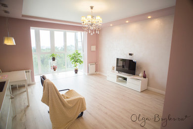 Example of a mid-sized trendy living room design in Other
