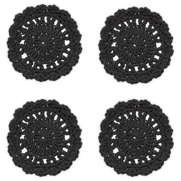 Mode Crochet 5" Round Coaster (Set of 4), Gray
