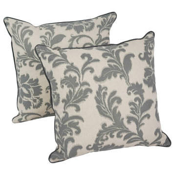 18" Corded Throw Pillows With Inserts, Gray, Set of 2