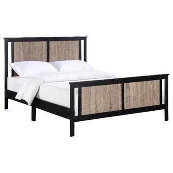 Olive & Opie Connelly Wood Reversible Panel Full Bed in Black/Vintage Walnut