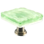 Glass Storm Studios - Green Mist Handmade Glass, Knob - Textured, layered and glittering light green glass. All our products are handmade to order.  Important: Do not use an electric drill or electric screwdriver.