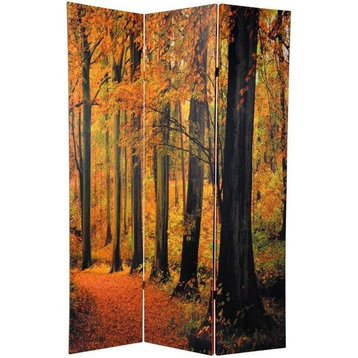 6' Tall Double Sided Autumn Trees Room Divider
