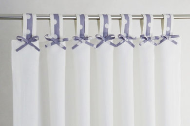 Lavender nursery off-white linen curtains