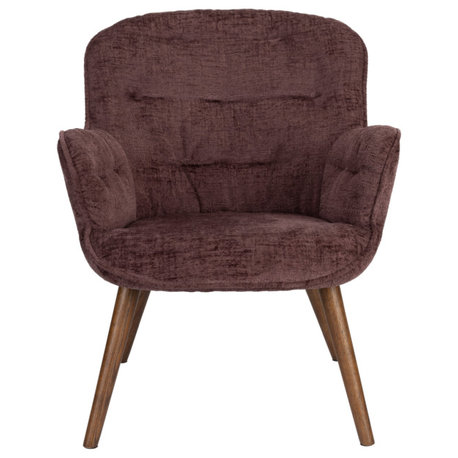 Velvet Vintage Style Lounge Chair, Dutchbone Lenn, Plum