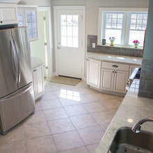 angled end lower and upper cabinets