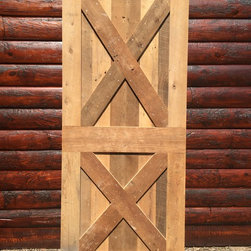 Custom Reclaimed Wood Barn Door with Double X Design - Interior Doors