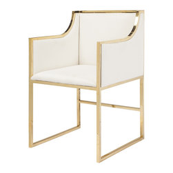 Worlds Away Anabelle Chair White/Brass - Dining Chairs