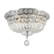 Empire 4-Light Chrome Finish Crystal Flush Mount Ceiling Light 14" Round Medium