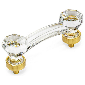 Cosmas 6397BB-C Brushed Brass with Clear Glass Cabinet Pull