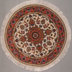 Round Persian Tabriz rug 3'4 diameter - Area Rugs