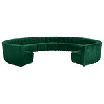 Meridian Furniture - Limitless Velvet Upholstered 13-Piece Modular Sectional, Green - Invest in your home's comfort with this Limitless 13 Piece Sectional. This modular unit offers tons of flexibility in the number of ways that you can put each piece in the Limitless collection together to get the ideal customized look. Upholstered in green velvet, this beautiful piece is soft and cool to the touch, so you can feel comfortable from every angle. Button and channel tufting add to this unit's upscale look and contemporary charm.