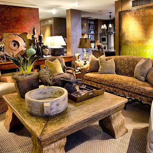 This is an example of a large mediterranean formal open plan living room in Los Angeles with slate flooring.