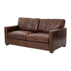 Four Seater Leather Sofas Houzz Zin Home Larkin 2 Seater Vintage Cigar Distressed Leather Sofa Sofas