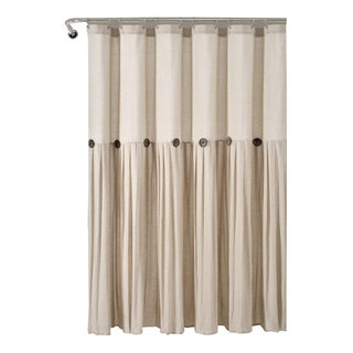 Linen Button Shower Curtain Dark Linen Single 72X72 - Transitional