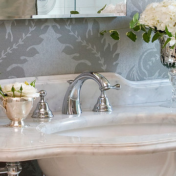 Carrara Marble, Gray and White Powder Room