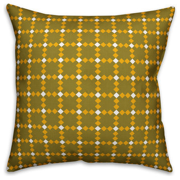 Yellow Check Plaid Throw Pillow Cover, 20"x20"