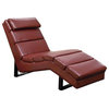 Monarch Specialties 8909 Chaise Lounger in Red Leather