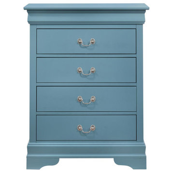 Louis Phillipe Teal 4 Drawer Chest of Drawers (31 in L. X 16 in W. X 41 in H.)