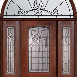 Prehung Sidelights-Transom Door 80 Fiberglass Palacio Arch Lite - Front Doors
