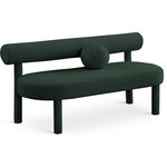 Meridian Furniture - Parlor Boucle Fabric Upholstered Bench, Green - Add extra seating just where it's needed most with this Parlor boucle fabric bench. Sumptuously designed to cradle your back and comfort your body while you sit, this bench is perfect for the entryway or foyer, the foot of your bed, or anywhere that you want to create a cozy seat. The rich boucle fabric is sleek to the skin and soft to the touch. A frame made from solid eucalyptus wood ensures lasting performance and use.