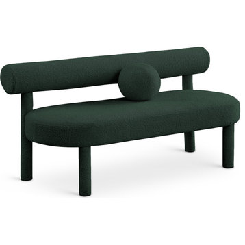 Parlor Boucle Fabric Upholstered Bench, Green