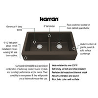 Karran Retrofit Farmhouse Quartz 34" Double Bowl Sink, Brown