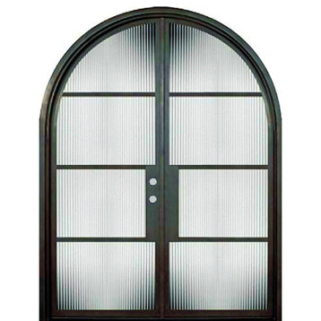 72''x96'' Wrought Iron Entry French Door With Double LOW-E Glass, Left Hand