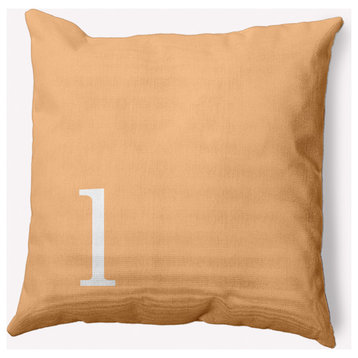 20" x 20" Modern Monogram Indoor/Outdoor Polyester Throw Pillow, Pale Gold