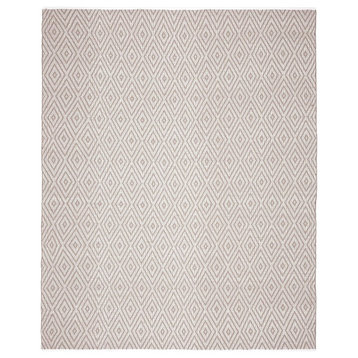 Transitional Area Rug, Geometric Patterned Premium Cotton, Grey/Ivory