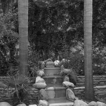 Los Angeles Staycation pool waterfall before.