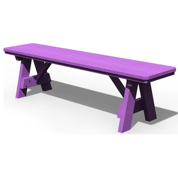 Poly Lumber Dining Bench, Purple, 6 Foot