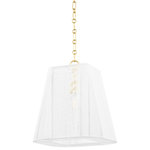 Hudson Valley Lighting - Verona Beach 1-Light Small Pendant Aged Brass - Clean and crisp, Verona Beach is the perfect blend of function and beauty. Light flows freely through the natural string shade while the smooth shape and rounded corners bring out the softness. The white nylon string is less dense at the corners, adding a sophistication to the design without losing the natural feel. Available as a flush mount, linear and pendant with aged brass or old bronze finishes.