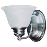 Maxim Lighting International - Malaga 1-Light Wall Sconce, Satin Nickel, Frosted - Create a welcoming space with the Malaga Wall Sconce. This 1-light wall sconce is finished in satin nickel with frosted glass shades and shines to illuminate your living space. Hang this sconce with another (sold separately) to frame your mantel or a doorway.