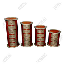 WOOD EN BRASS ROUND CABINET DRAWER SET - Furniture